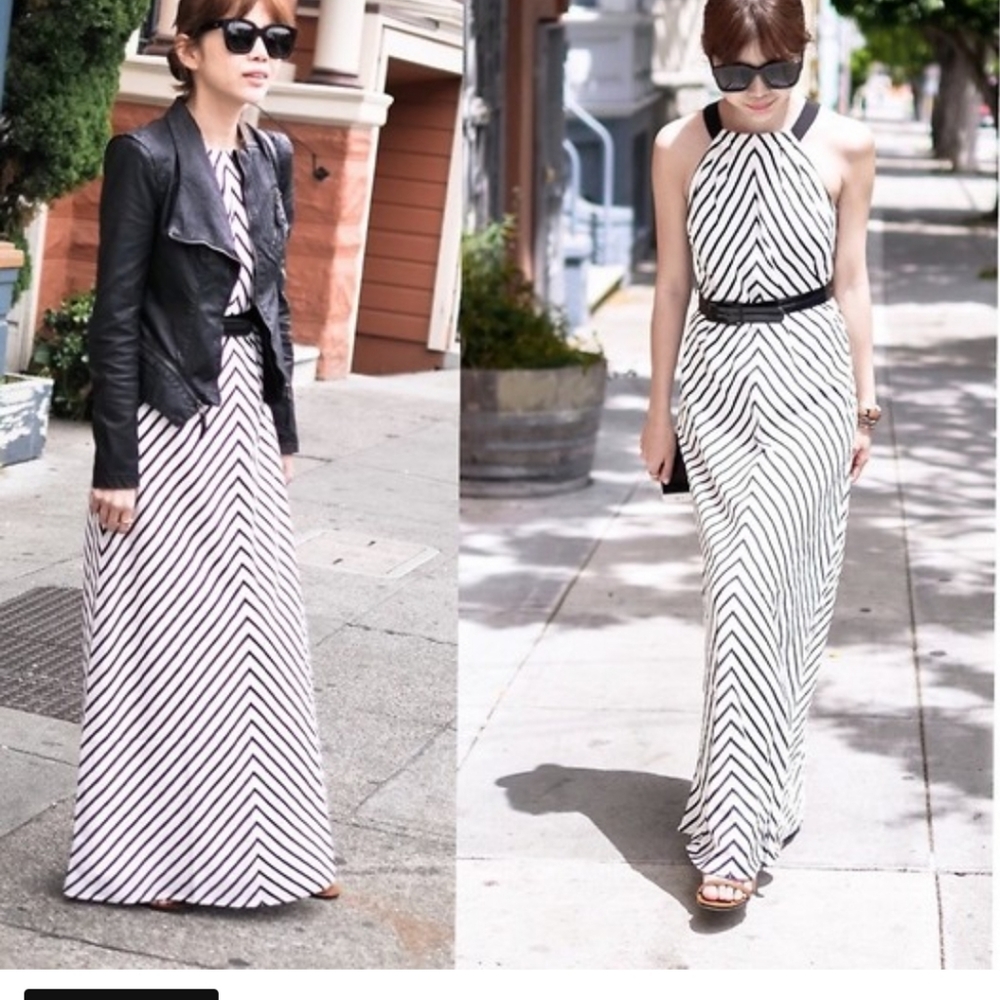 Ann Taylor black and white cheveron maxi dress